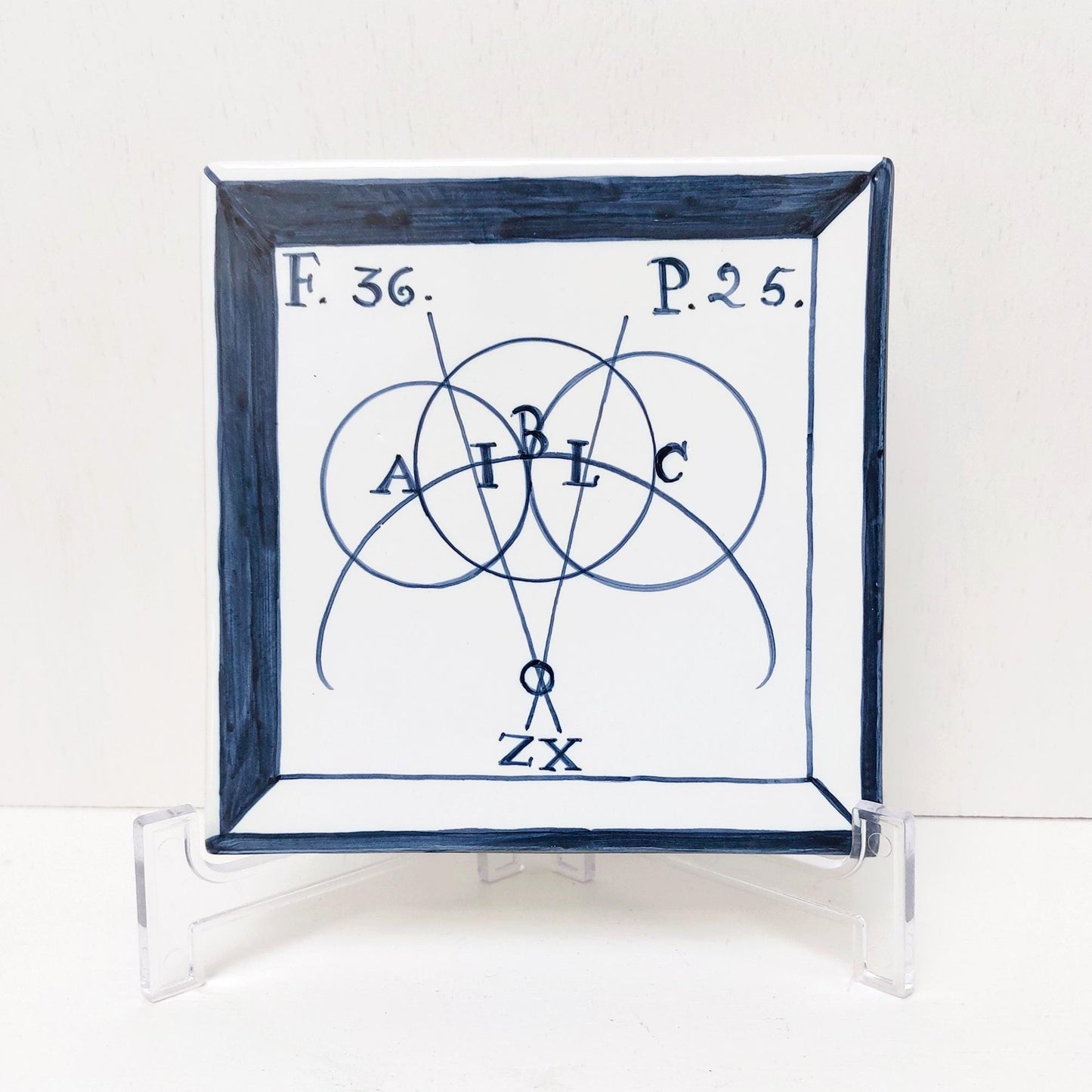 Hand Painted Decorative Tile, Math Geometry Formulas, Portuguese Art