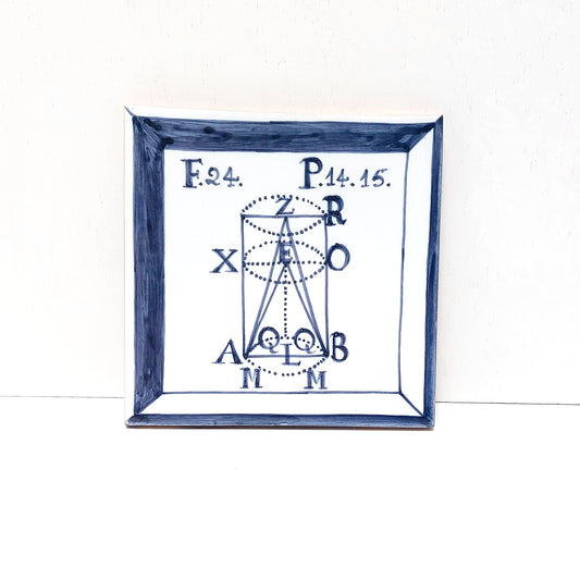 Hand Painted Decorative Tile, Geometry Formulas, Portuguese Style