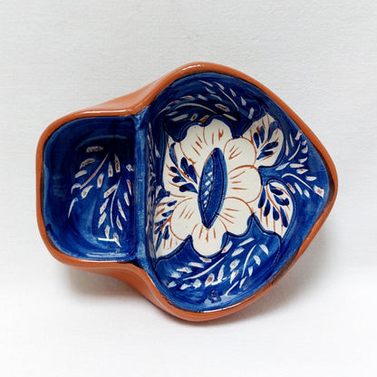 Portuguese Olive Dish, Cobalt Blue Flower, Appetizer Serving Saucer