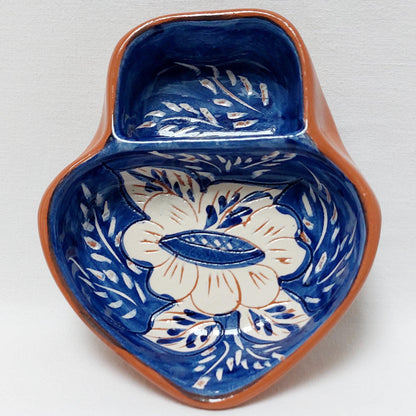 Portuguese Olive Dish, Cobalt Blue Flower, Appetizer Serving Saucer