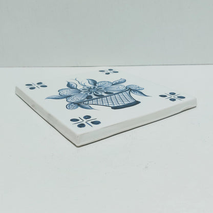 Hand Painted Portuguese Tile, Floral Wall Decor