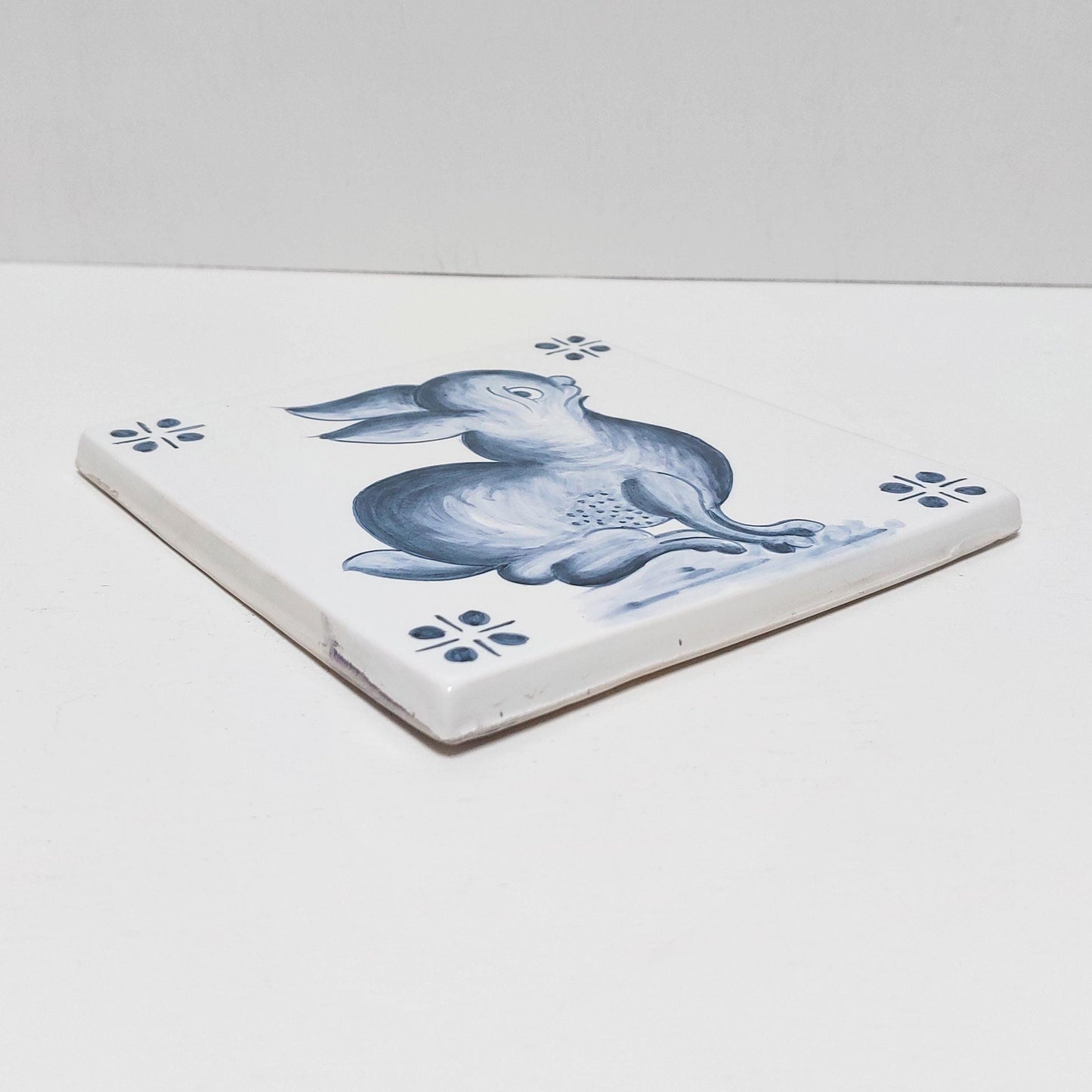 Hand-Painted Portuguese Tile, Decorative Rabbit Wall Hanging