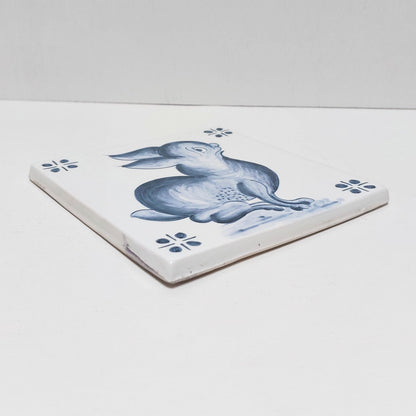 Hand-Painted Portuguese Tile, Decorative Rabbit Wall Hanging