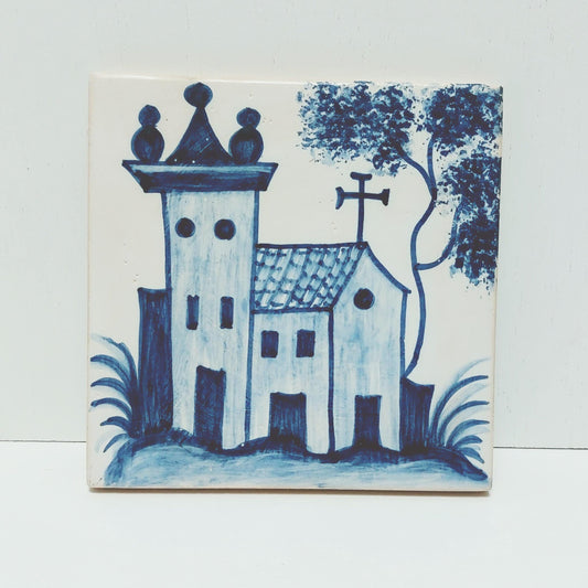 Hand-Painted Portuguese Tile, Rural Church Decor