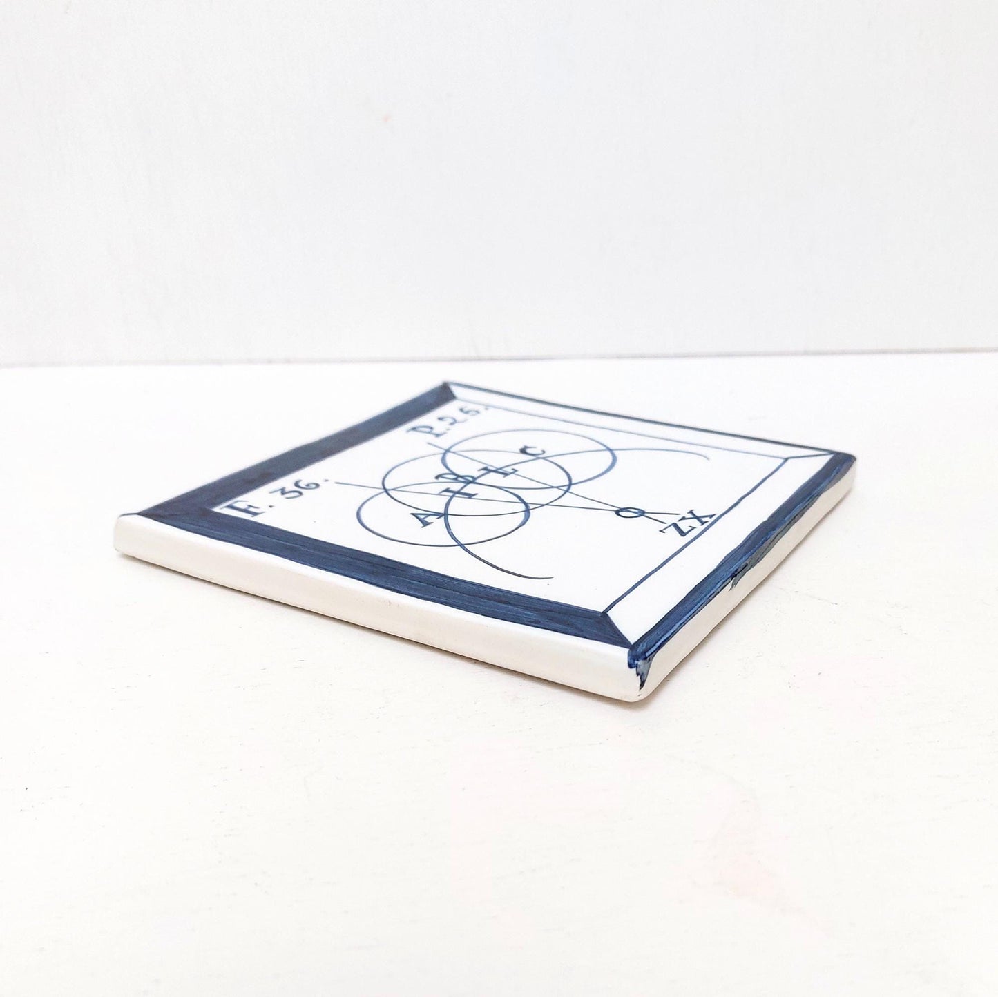 Hand Painted Decorative Tile, Math Geometry Formulas, Portuguese Art