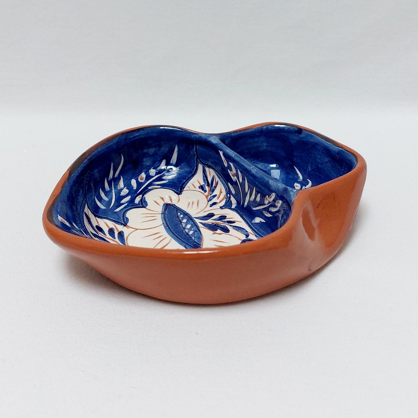 Portuguese Olive Dish, Cobalt Blue Flower, Appetizer Serving Saucer