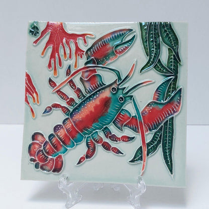 Hand-Painted Portuguese Ceramic Tile, Marine Art, Beach House Decor