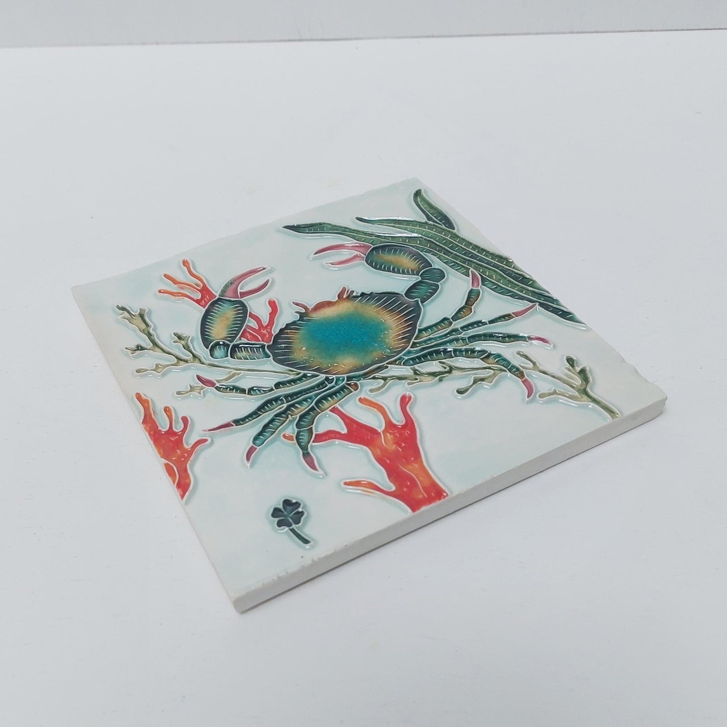 Hand-Painted Portuguese Ceramic Tile, Marine Art, Coastal Decor (5.51"x5.51")