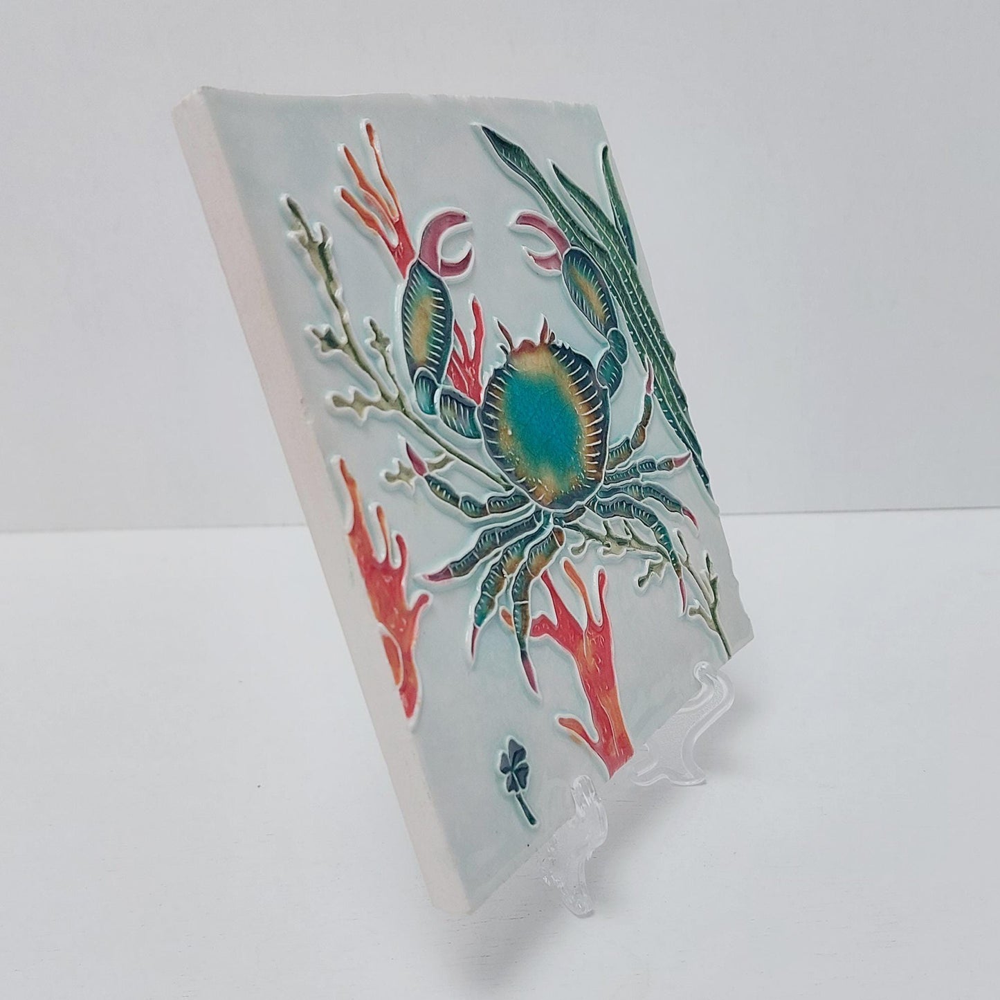 Hand-Painted Portuguese Ceramic Tile, Marine Art, Coastal Decor (5.51"x5.51")