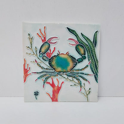 Hand-Painted Portuguese Ceramic Tile, Marine Art, Coastal Decor (5.51"x5.51")