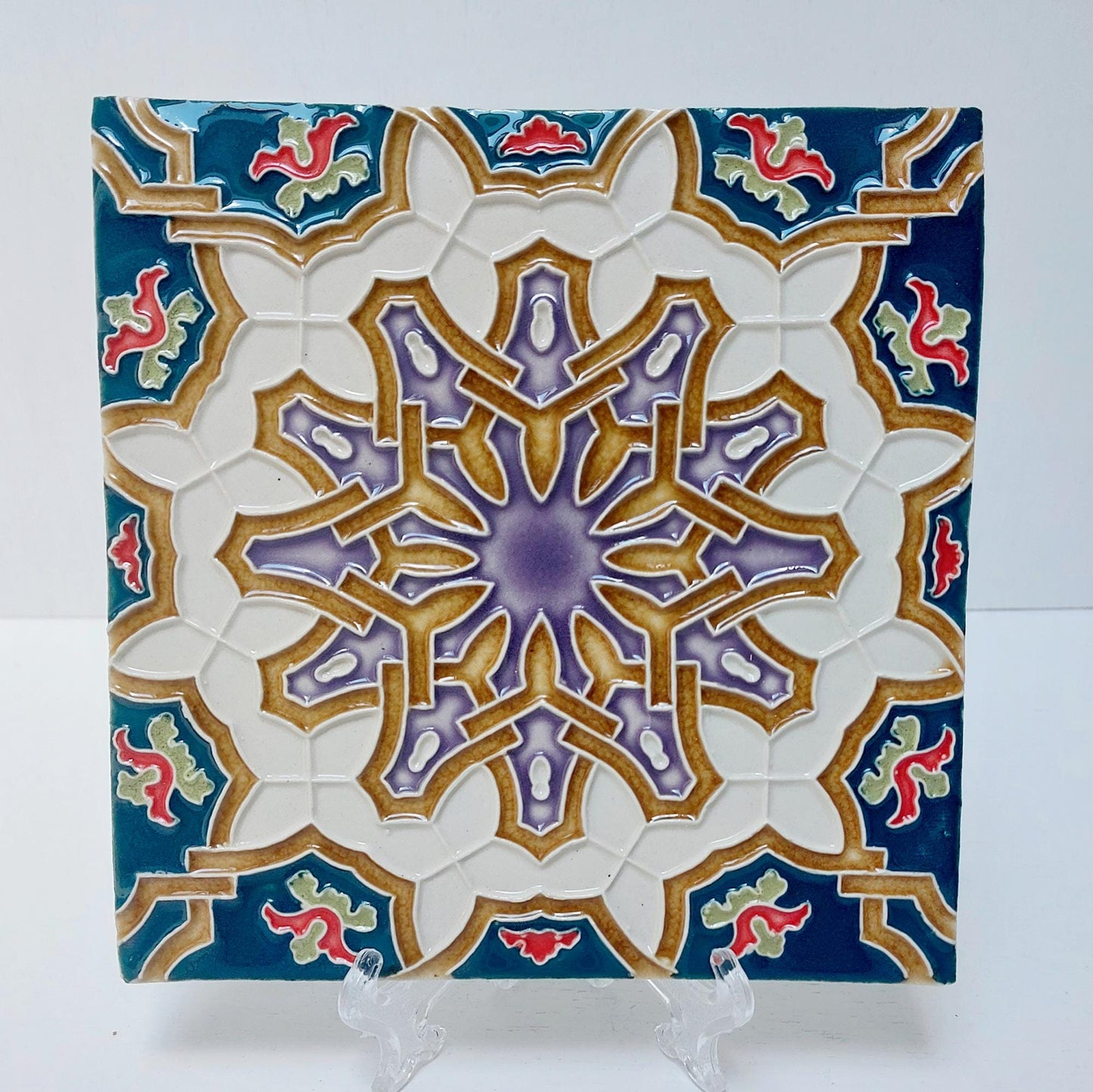 Hand-Painted Portuguese Ceramic Tile, Wall Decor (5.51"x5.51")