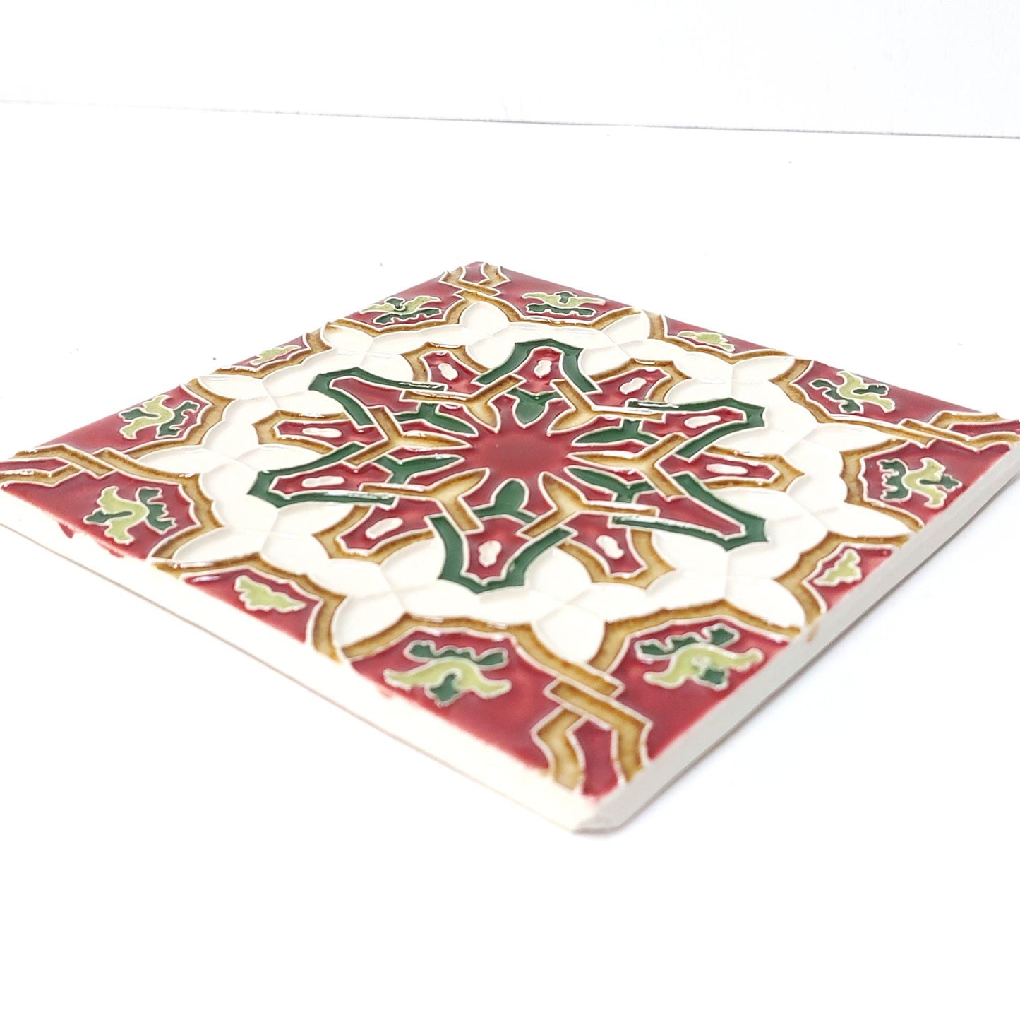 Hand-Painted Portuguese Ceramic Tile, Vibrant Wall Art (5.51" x 5.51")
