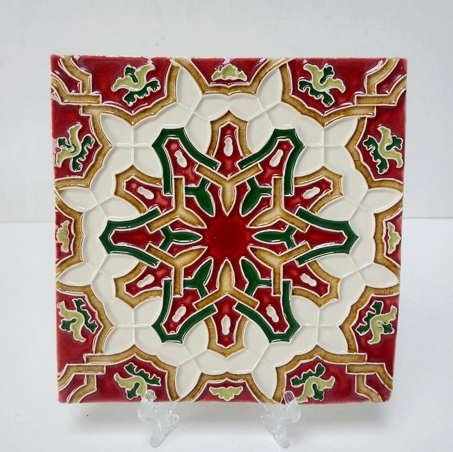 Hand-Painted Portuguese Ceramic Tile, Vibrant Wall Art (5.51" x 5.51")