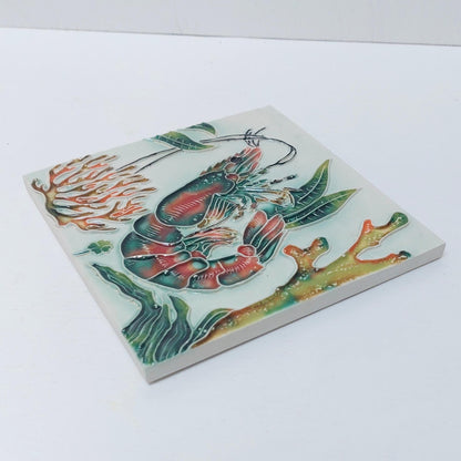 Hand-Painted Portuguese Ceramic Tile, Marine Life Wall Art (5.51" x 5.51")