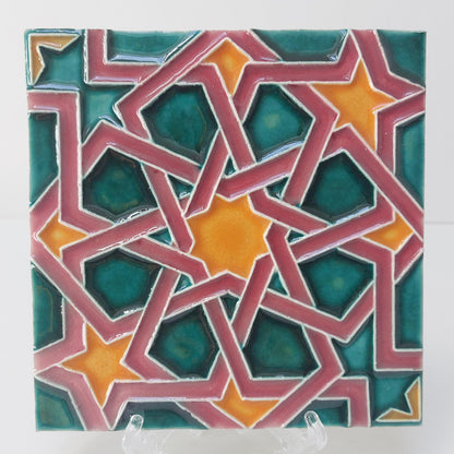 Hand-Painted Portuguese Ceramic Tile, Wall Art Decor (5.51"x5.51")
