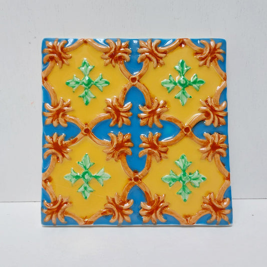 Hand-Painted Portuguese Ceramic Tile, Azulejos Wall Art (5.51"x5.51")