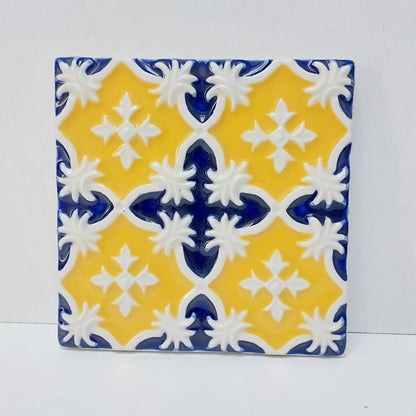 Hand-Painted Portuguese Ceramic Tile, Wall Decor (5.51"x5.51")