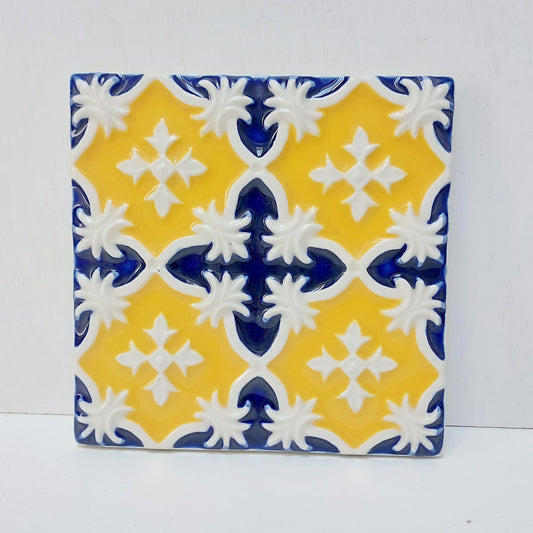 Hand-Painted Portuguese Ceramic Tile, Wall Decor (5.51"x5.51")