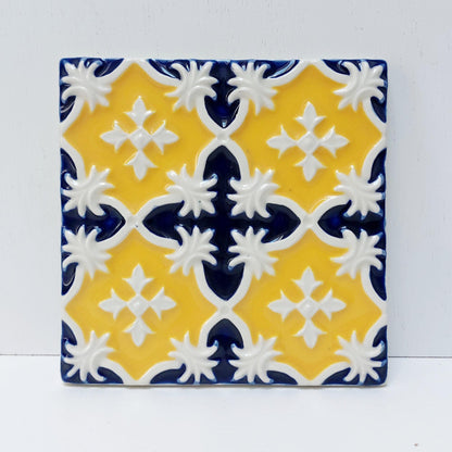 Hand-Painted Portuguese Ceramic Tile, Wall Decor (5.51"x5.51")