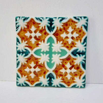 Hand-Painted Portuguese Ceramic Tile, Wall Decor (5.51"x5.51")