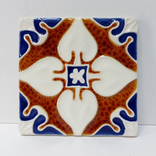 Hand-Painted Portuguese Ceramic Tile, Faiance Wall Decor (5.51"x5.51")
