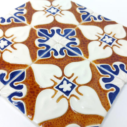 Hand-Painted Portuguese Ceramic Tile, Faiance Wall Decor (5.51"x5.51")