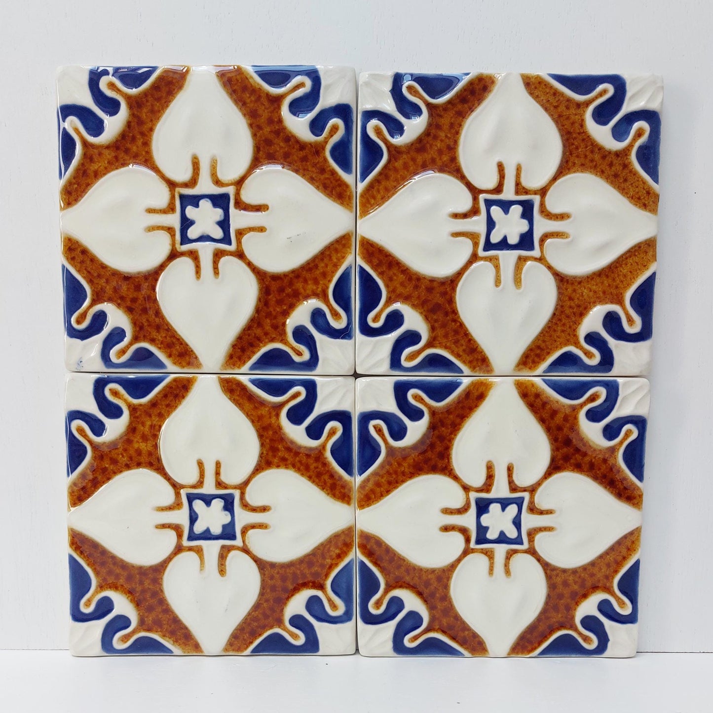 Hand-Painted Portuguese Ceramic Tile, Faiance Wall Decor (5.51"x5.51")