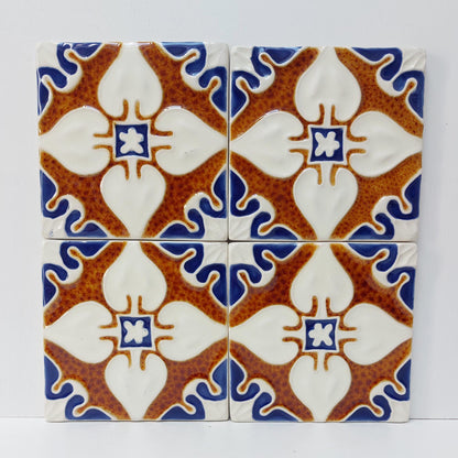 Hand-Painted Portuguese Ceramic Tile, Faiance Wall Decor (5.51"x5.51")