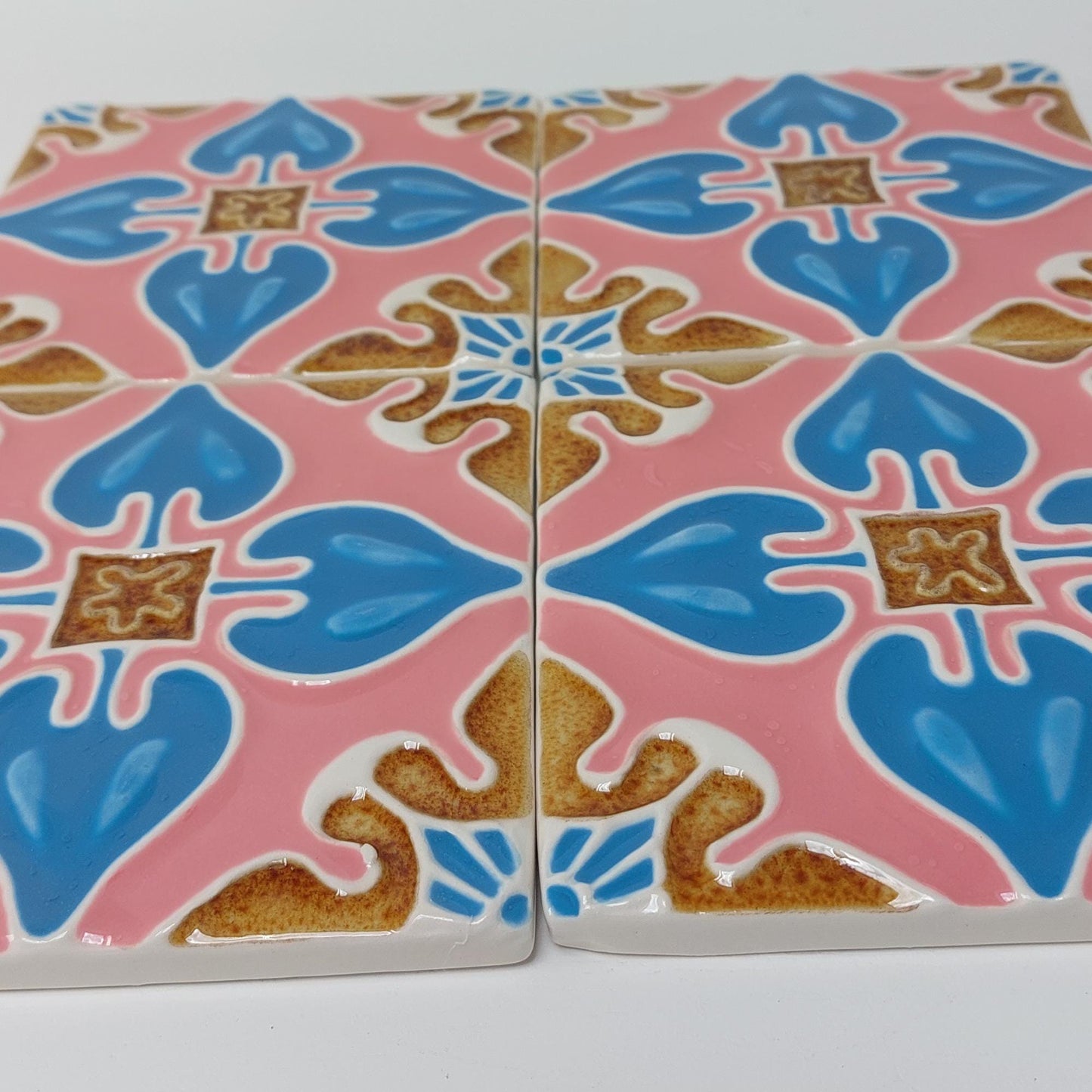Hand-Painted Portuguese Ceramic Tile, Floral Wall Decor (5.51"x5.51")