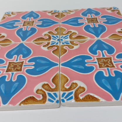 Hand-Painted Portuguese Ceramic Tile, Floral Wall Decor (5.51"x5.51")
