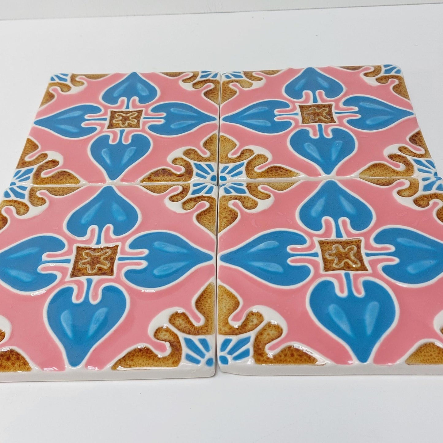 Hand-Painted Portuguese Ceramic Tile, Floral Wall Decor (5.51"x5.51")