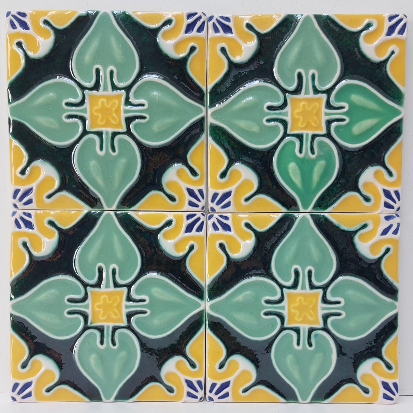 Hand-Painted Portuguese Ceramic Tile, Wall Art Decor (5.51"x5.51")