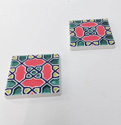 Hand-Painted Portuguese Ceramic Tile Wall Art, Set of 4