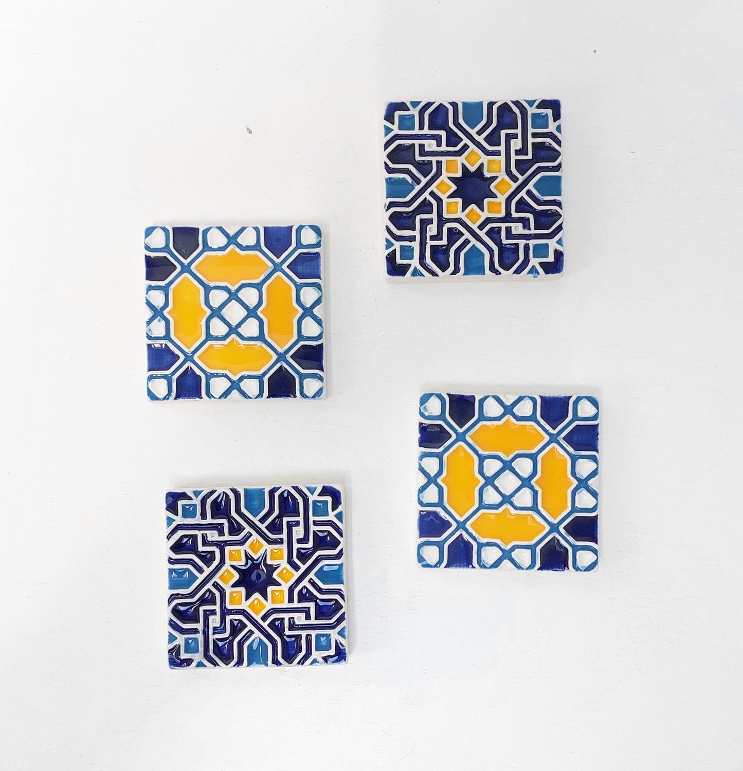 Hand-Painted Portuguese Tile Murals, Authentic Azulejo (Set of 4)