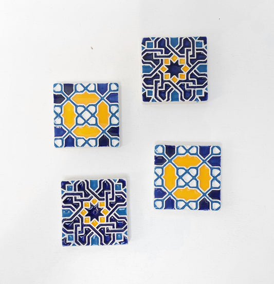 Hand-Painted Portuguese Tile Murals, Authentic Azulejo (Set of 4)