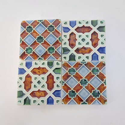 Hand-Painted Portuguese Tile Mural, Authentic Azulejo (Set of 4)
