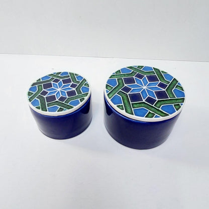 Handmade Ceramic Jewelry Box Set, Portuguese Tile Design