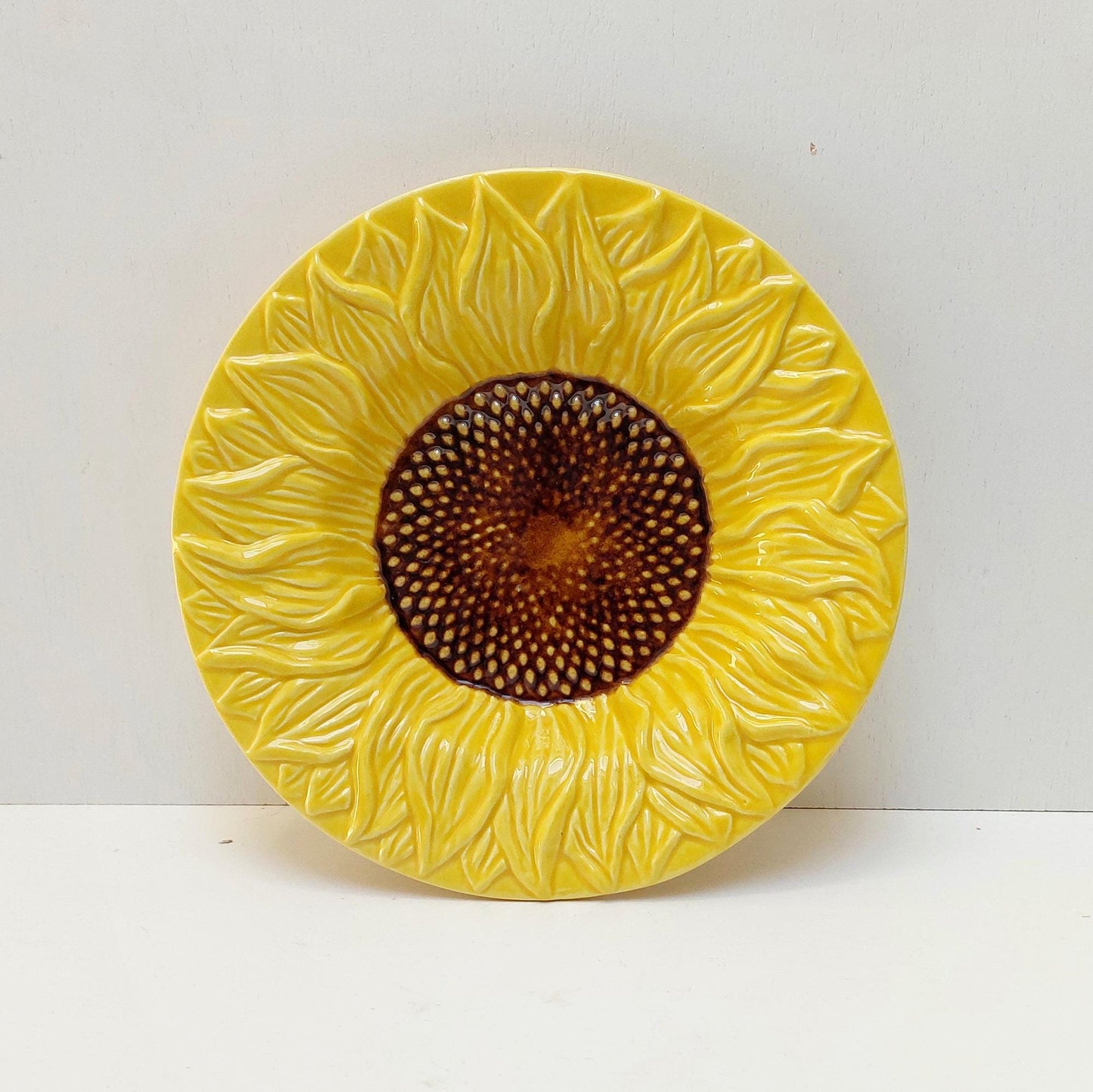 Portuguese Ceramic Sunflower Dinnerware Set, Hand-Painted Plates for 6