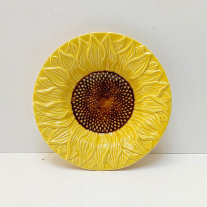 Portuguese Ceramic Sunflower Dinnerware Set, Hand-Painted Plates for 6