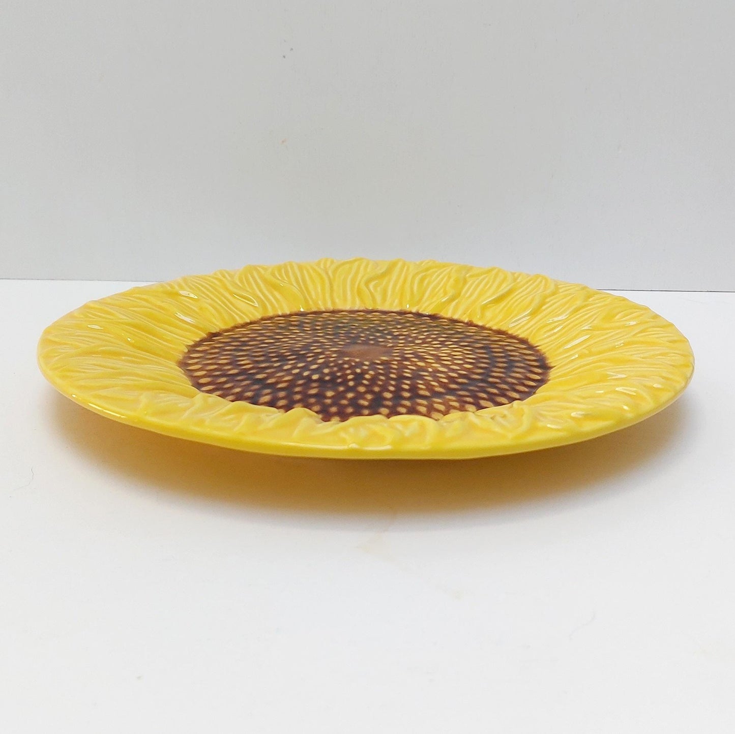 Portuguese Ceramic Sunflower Dinnerware Set, Hand-Painted Plates for 6