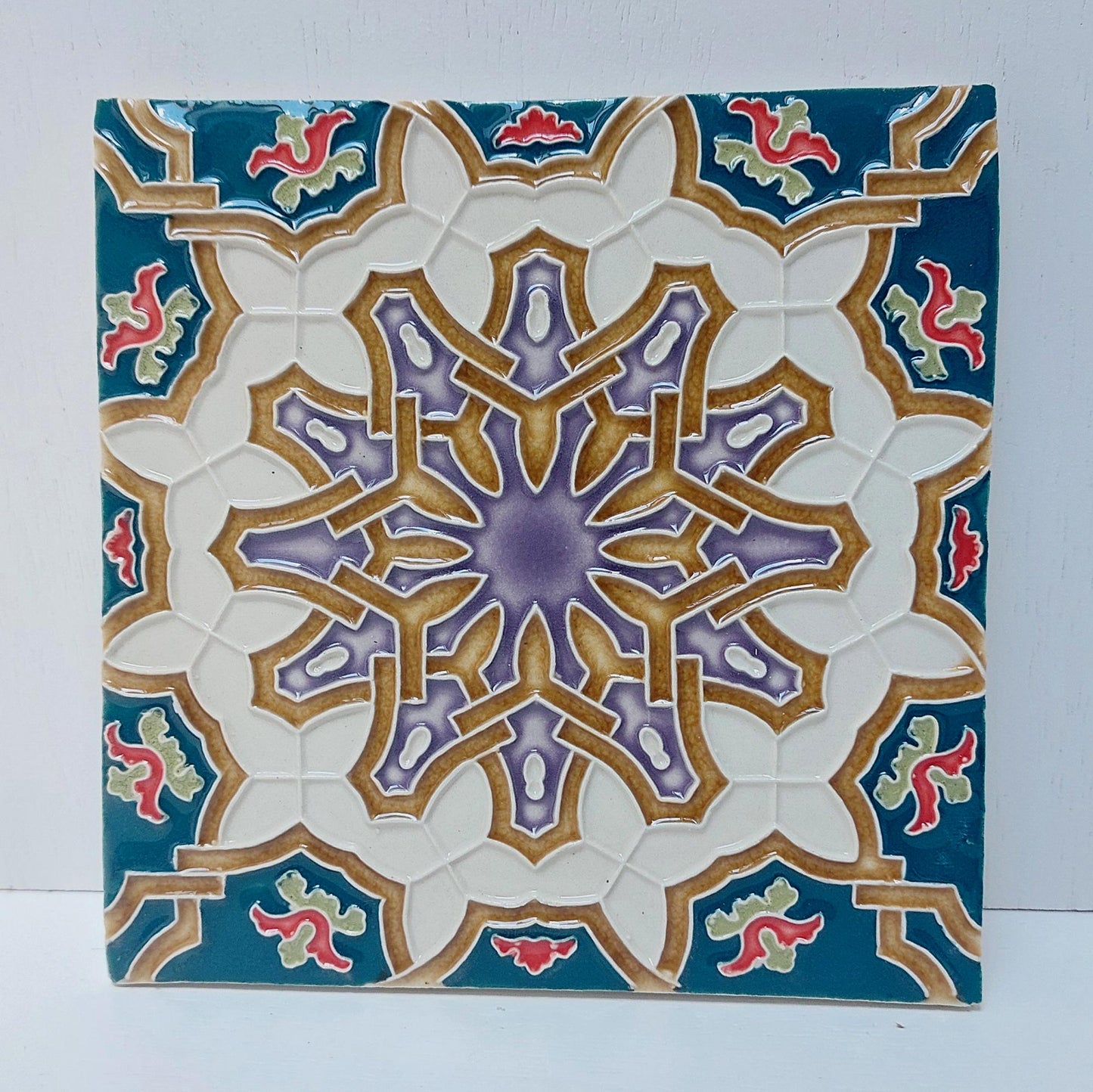 Hand-Painted Portuguese Ceramic Tile, Wall Decor (5.51"x5.51")