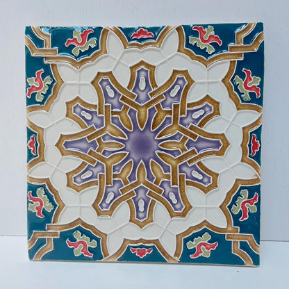 Hand-Painted Portuguese Ceramic Tile, Wall Decor (5.51"x5.51")