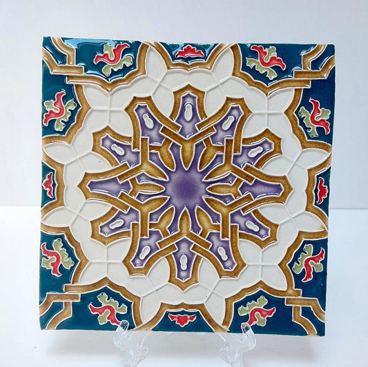Hand-Painted Portuguese Ceramic Tile, Wall Decor (5.51"x5.51")