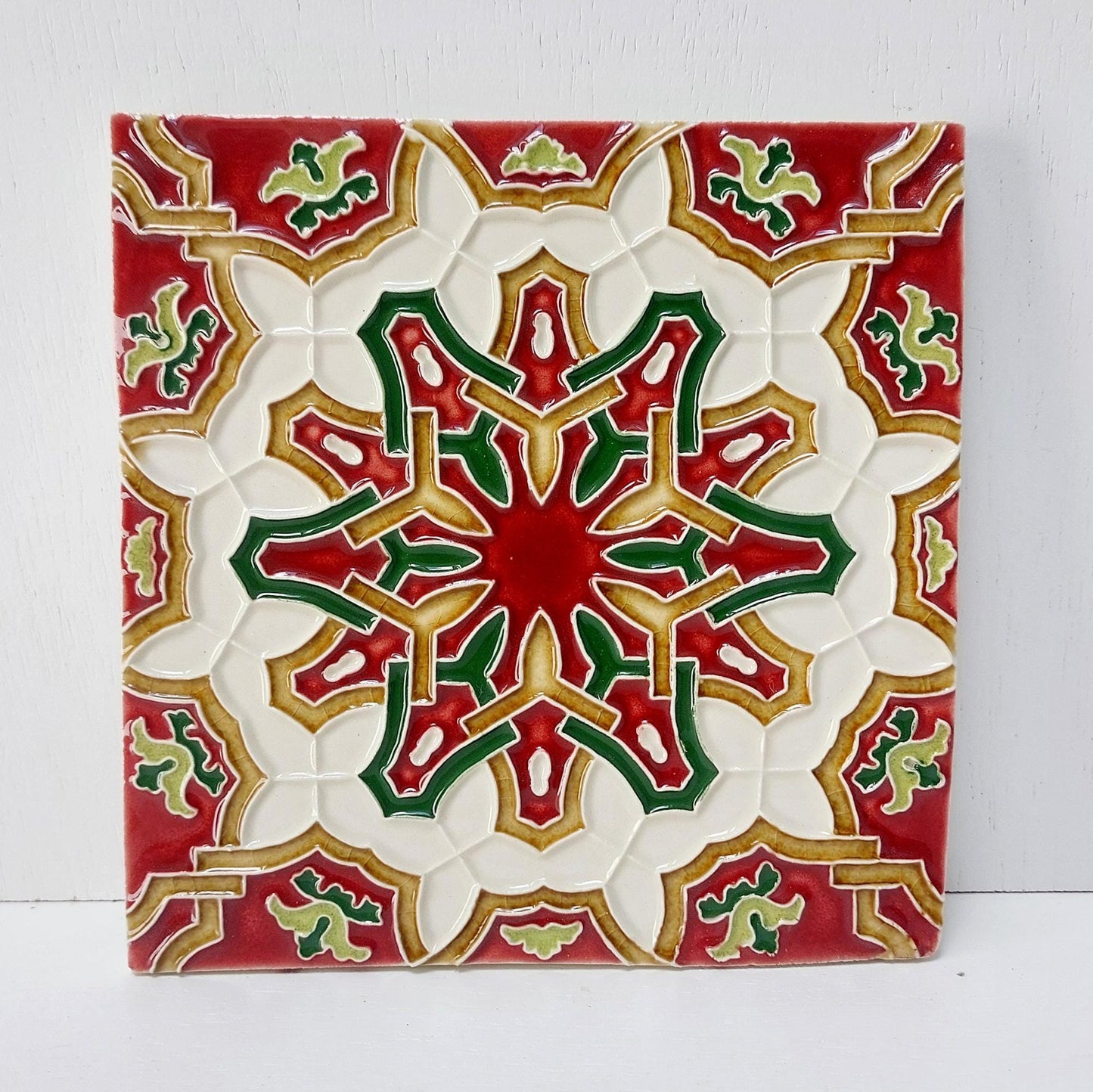 Hand-Painted Portuguese Ceramic Tile, Vibrant Wall Art (5.51" x 5.51")