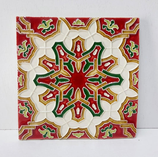 Hand-Painted Portuguese Ceramic Tile, Vibrant Wall Art (5.51" x 5.51")