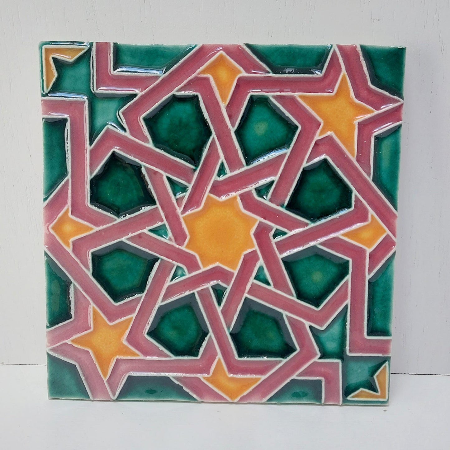Hand-Painted Portuguese Ceramic Tile, Wall Art Decor (5.51"x5.51")