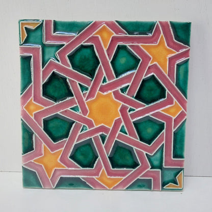 Hand-Painted Portuguese Ceramic Tile, Wall Art Decor (5.51"x5.51")
