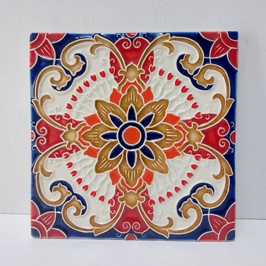 Hand-Painted Portuguese Ceramic Tile Art, Azulejos Decor (5.51" x 5.51")
