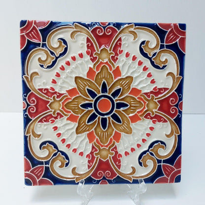Hand-Painted Portuguese Ceramic Tile Art, Azulejos Decor (5.51" x 5.51")