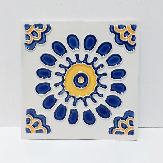 Hand-Painted Portuguese Ceramic Tile, Floral Wall Art, Azulejo Decor